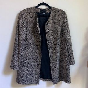 Vintage Animal Print Long Brown Blazer